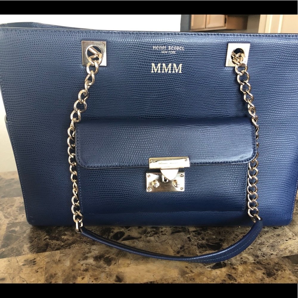 Henri Bendel chain navy blue bag